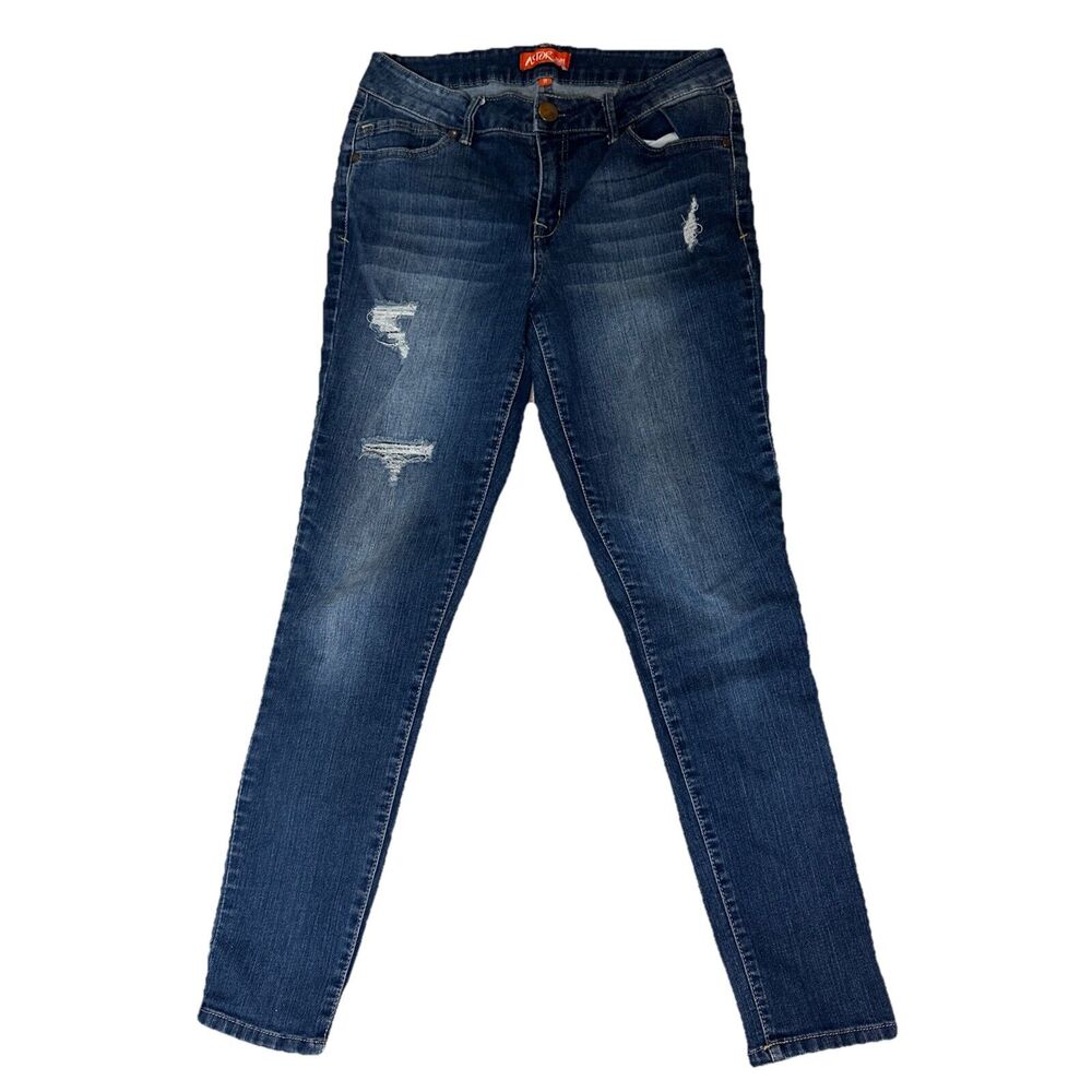 Astor Denim Distressed Skinny Jeans  Size 11 Blue Faded Denim
